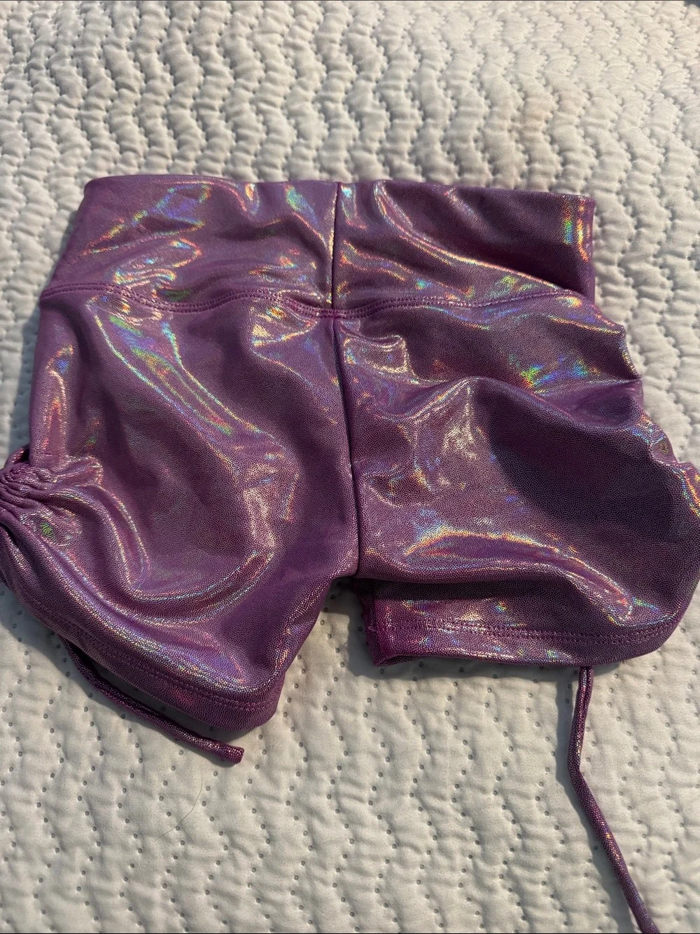 Justice Purple Holographic Drawstring Active Shorts
